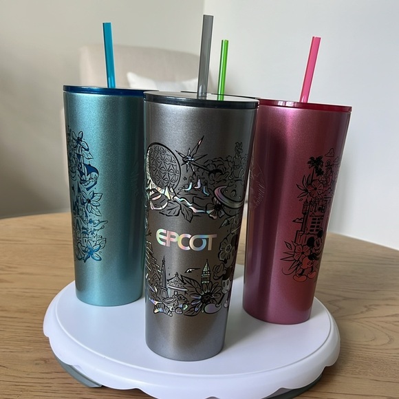 NWT Complete Set of 4 Walt Disney World Parks Stainless Steel Starbucks Tumbler - Picture 3 of 17